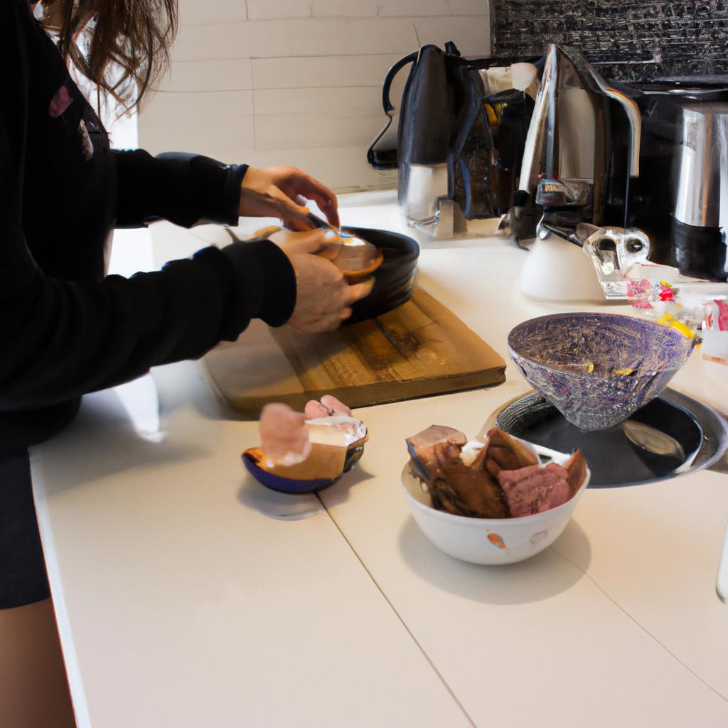Person preparing breakfast in kitchen