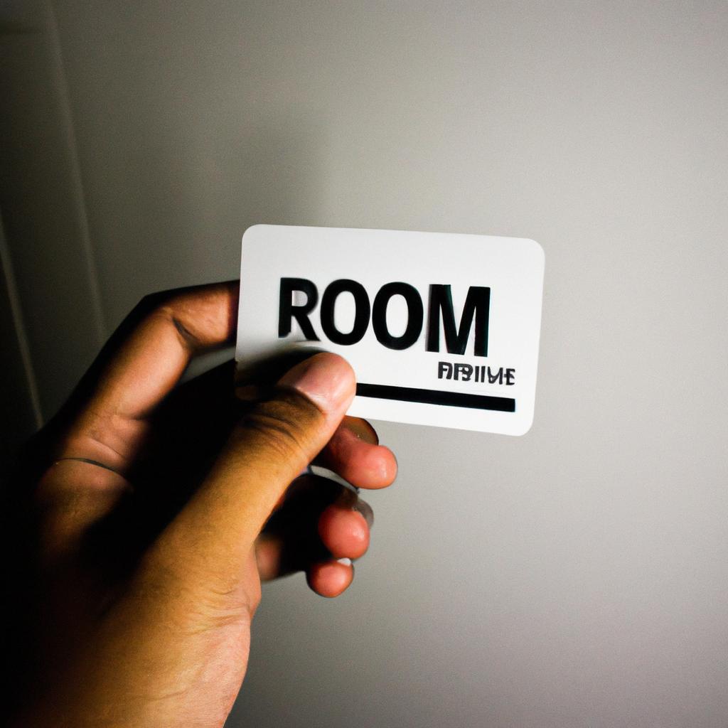 Person holding room key card