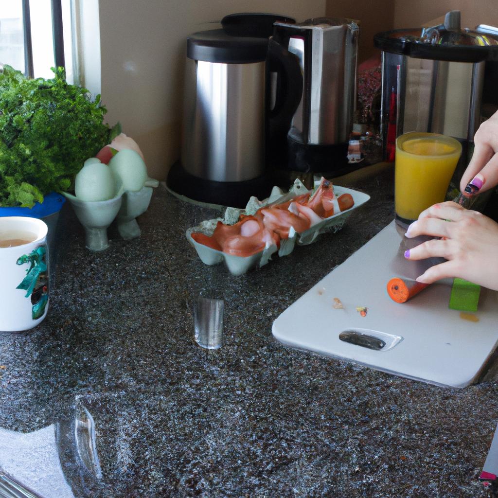 Person preparing breakfast in kitchen